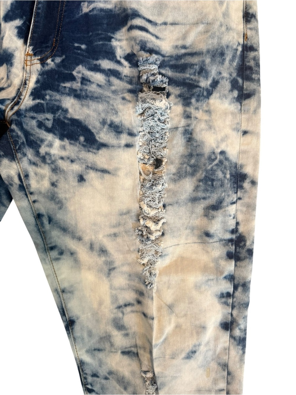 Women’s VIP Jeans Tie-Dye Distressed stretchy Skinny Jeans Blue & White Size 22W - Picture 2 of 11